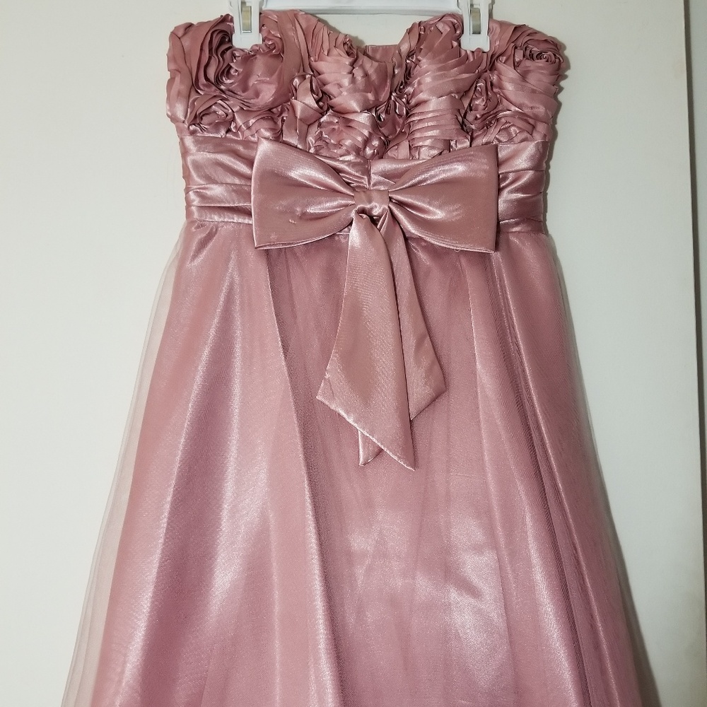 Strapless Dusty Rose Pink Prom Dress
